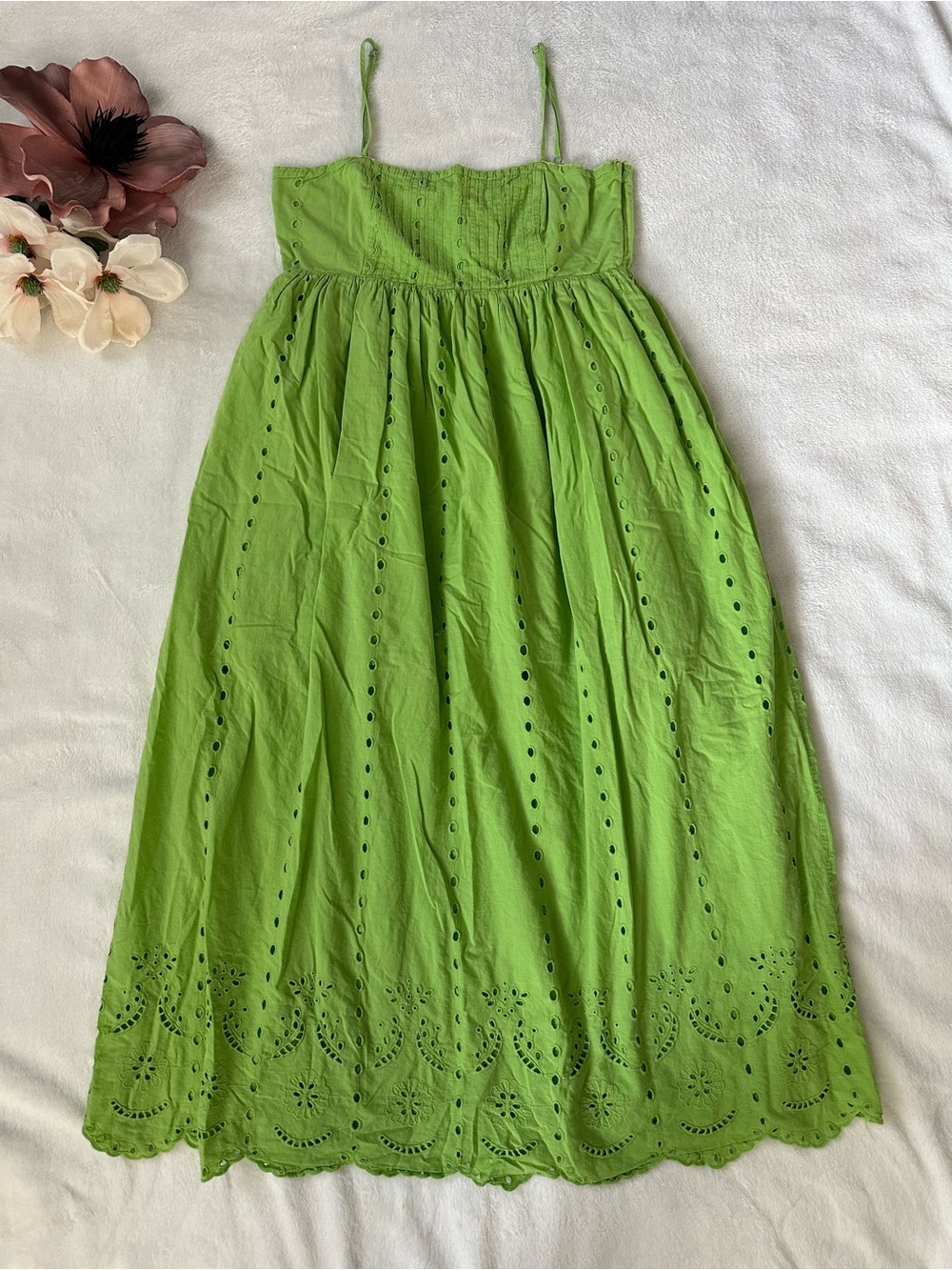 Slate & Willow Green Eyelet Midi Dress Size Medium